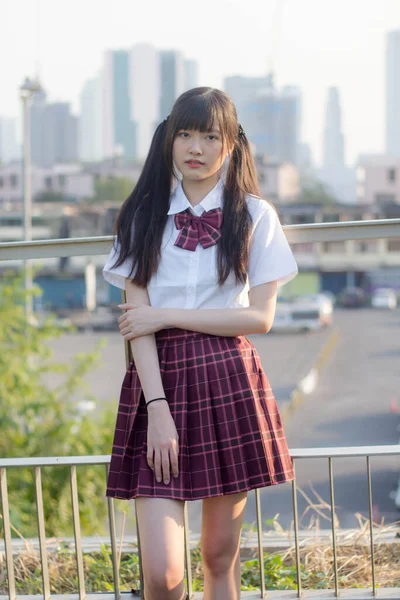 Japans Tiener Mooi Meisje Student Glimlach Ontspannen — Stockfoto