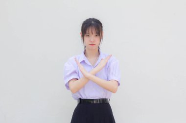 Asya Thai Lisesi öğrenci üniforması güzel kız durağı