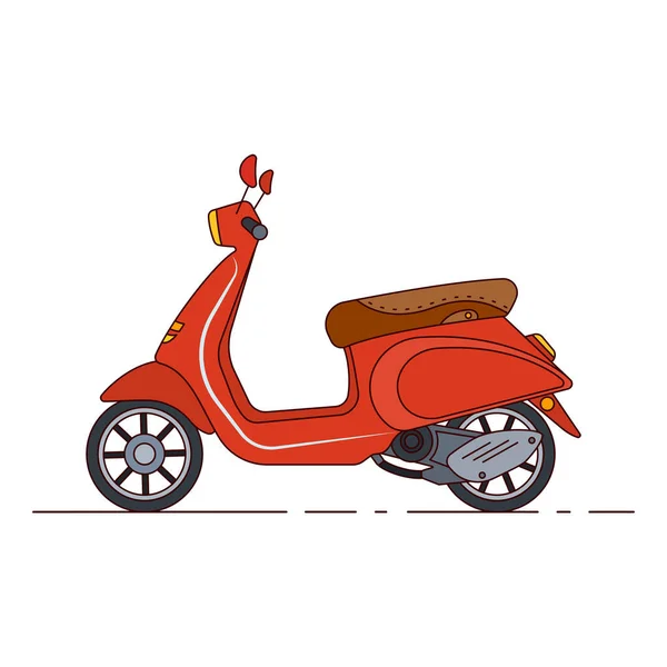 Urban vintage motocicleta scooter vermelho para equitação —  Vetores de Stock