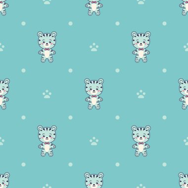 Mavi çocuk çizgi film kaplan hayvan deseni