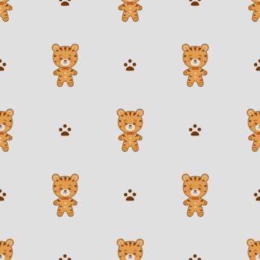 Karikatür çocuk desenli zencefilli kaplan kaplanları.