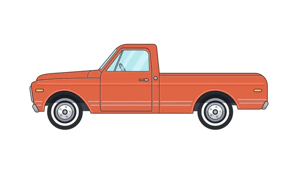 Czerwona kreskówka duży stary pickup retro — Wektor stockowy