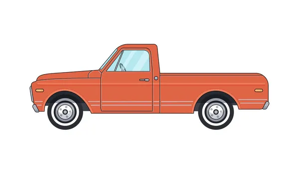Rode cartoon grote oude retro pick-up truck Rechtenvrije Stockillustraties
