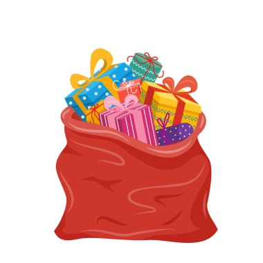 Noel Baba çuvalı ve hediye kutuları