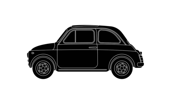 Silhouette vintage old fashioned european small car — Stock Vector