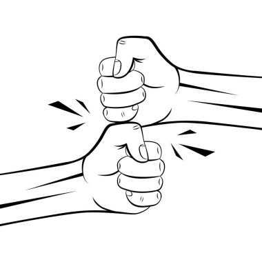 Birbirlerine karşı sıkılmış yumrukların ana hatları.