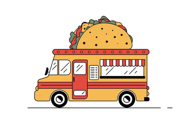 Mexicaanse taco straat voedsel vrachtwagen op wielen Rechtenvrije Stockillustraties