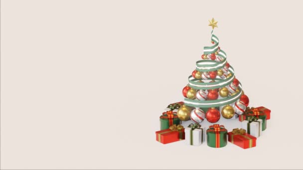 Christmas Ribbon Tree Rendering Animation — Stockvideo