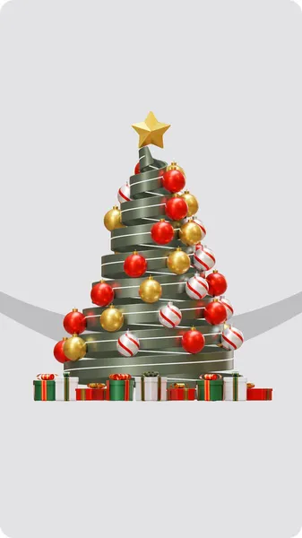 Christmas Social Media Story Skopiuj Szablon Przestrzeni Drzewa Pudełka Rendering — Zdjęcie stockowe