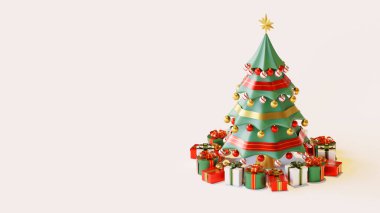 İniş Sayfası Şablonu Noel Çam Ağacı 3D Resim Kompozisyonu