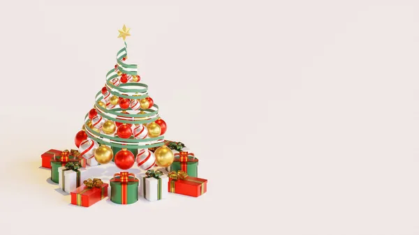 Weihnachten Web Page Template Mit Baum Rendering Illustration Komposition — Stockfoto