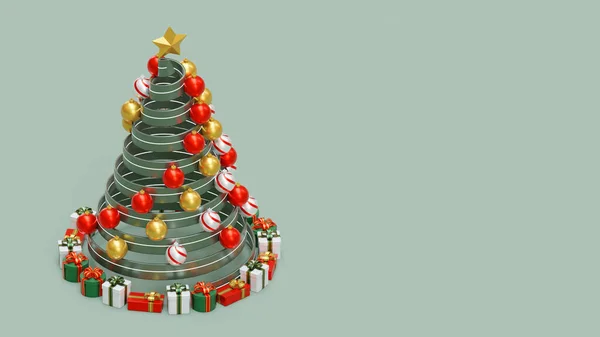 Modello Pagina Atterraggio Natale Con Albero Rendering Illustrazione Composizione — Foto Stock