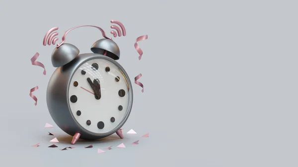 New Year Landing Page Analog Alarm Clock Rendering Illustration — 스톡 사진