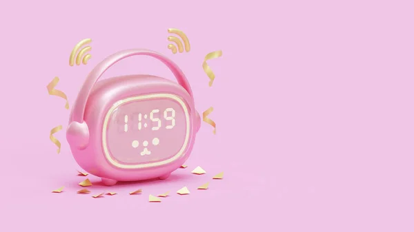 New Year Landing Page Cute Alarm Clock Rendering Illustration — 스톡 사진