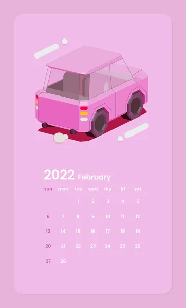 Шаблон Календаря Видом Ззаду Ілюстрація Автомобіля — стоковий вектор