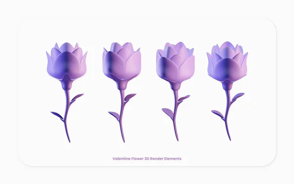 Éléments Conception Valentine Flower Render — Photo