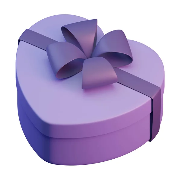 Heart Shaped Gift Box Render Illustration Icon — Stockfoto