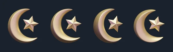 Islamic Crescent Moon Star Design Elements — 스톡 사진
