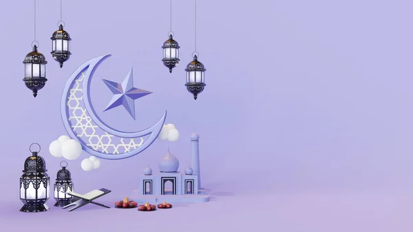 Ramadan Landing Page Template Render Illustration — Stock Photo, Image