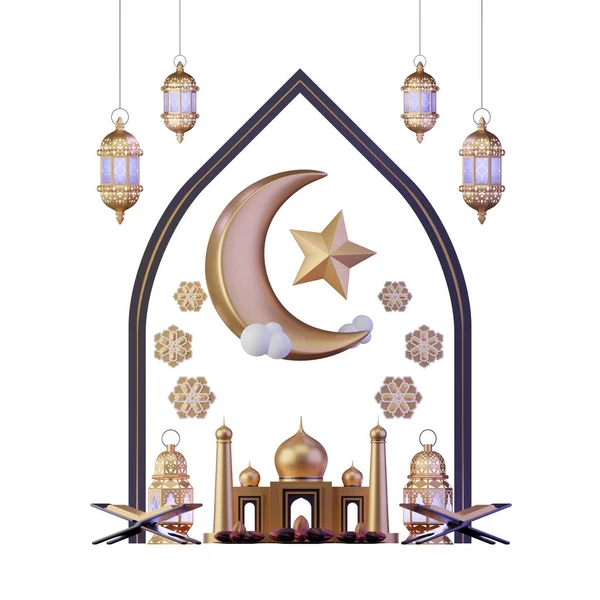 Ramadan Objects Render Illustration Composition — Stock Photo, Image