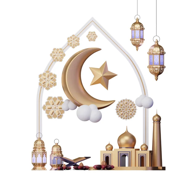 Ramadan Objects Render Illustration Composition — Stock Photo, Image
