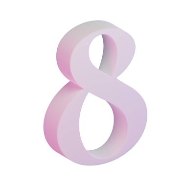 8 Numara 3D Render Illustration 4, Uluslararası Kadınlar Günü için uygun.