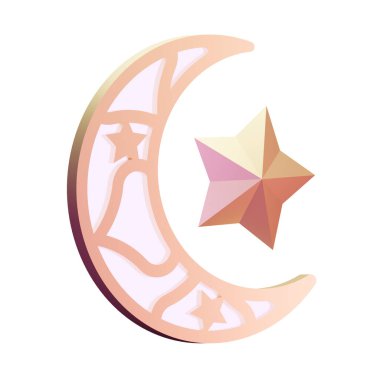 Hilal ve Yıldız 3D canlandırma. Kurban teması için elverişli