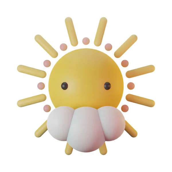 Summer Sun Cloud Render Icon — Zdjęcie stockowe