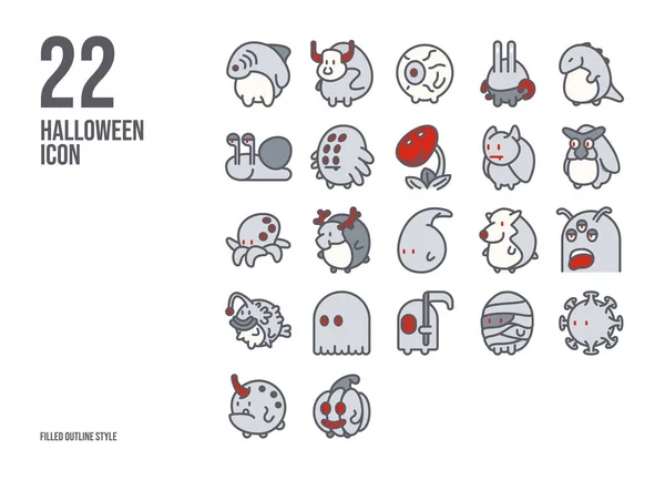 Halloween Icon Filled Outline Style — Διανυσματικό Αρχείο
