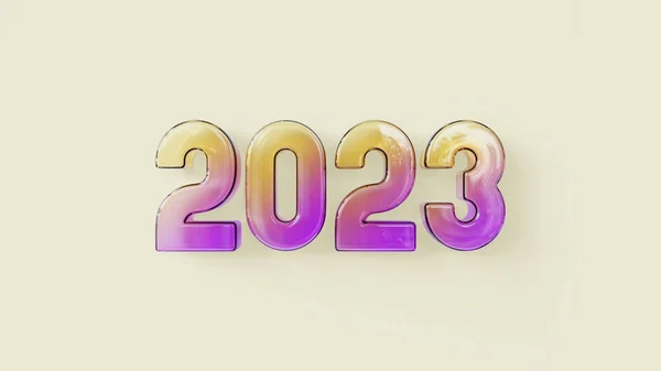 Újév 2023 Tipográfia Render Illusztráció — Stock Fotó