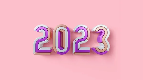 Año Nuevo 2023 Tipografía Render Ilustración — Foto de Stock