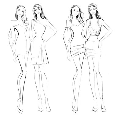 Events Fashion ladys on white background