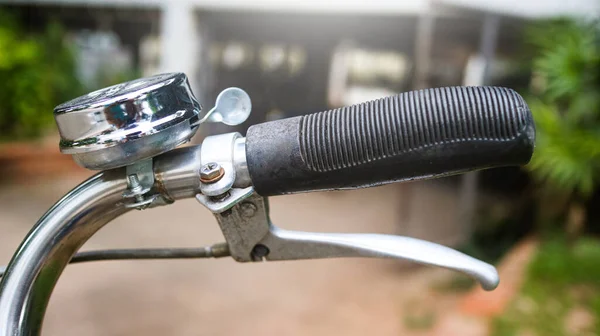 Close Retro Black Bicycle Handlebar Grip — Stok fotoğraf