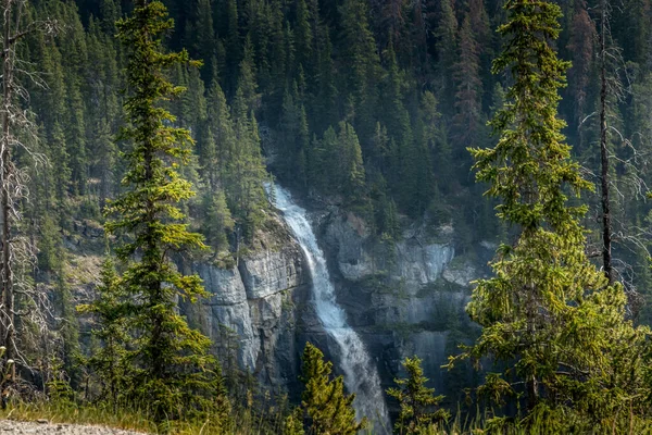 Bridal Viel Falls flows from the Huntington Glacier Banff National Park Alberta Canada