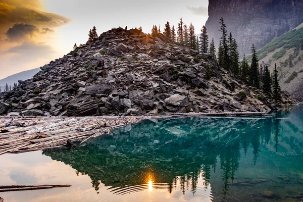 Pila Roca Parque Nacional Del Lago Moraine Banff Alberta Canadá — Foto de Stock