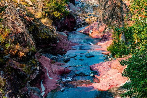 Auf Den Spuren Des Red Rock Canyon Waterton Lakes Nationalpark — Stockfoto