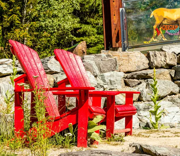 Sedie Rosse Nel Bike Park Mount Revelstoke National Park British — Foto Stock