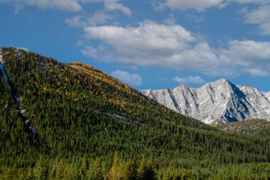 Views from the roadside of the mountain during a drive through the park. Peter Lougheed Provincial Park