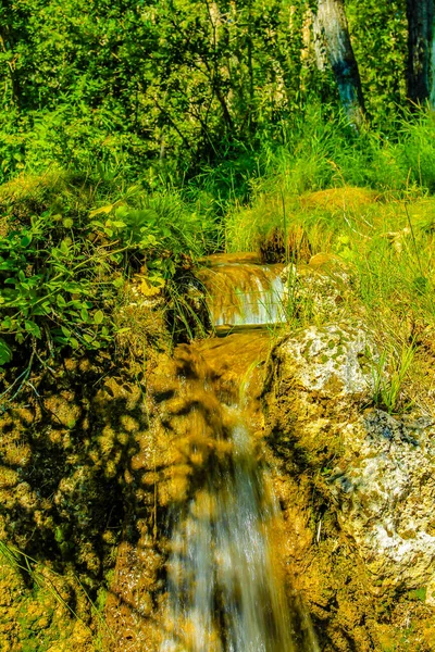 Voda Protéká Parkem Létě Přes Nábřeží Big Hill Springs Provincial — Stock fotografie