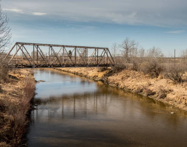 Red Deer River Schlängelt Sich Durch Die Stadt Markerville Alberta — Stockfoto