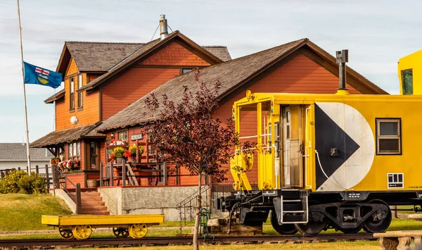 Estação Ferroviária Histórica Bieseker Alberta Canadá — Fotografia de Stock