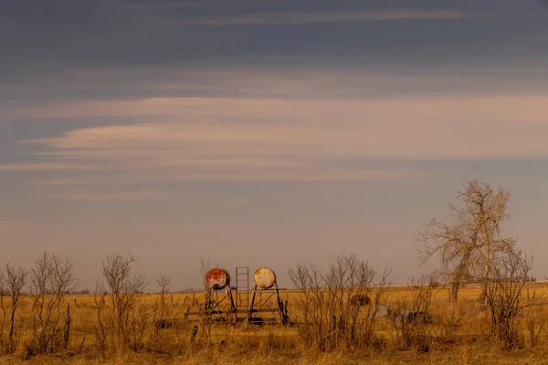 Farmers Fields Early Morning Light Keoma Alberta Canada — Stock Photo, Image