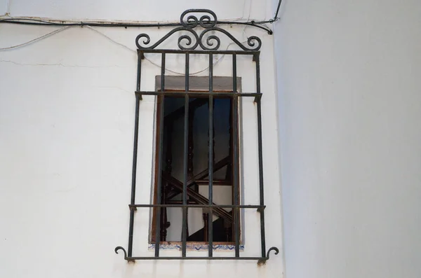 Window Wrought Iron Grille Medanean Style House Seville Spain — стоковое фото