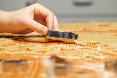 Mutfakta zencefilli ekmek yapan tanınmamış bir kadın. Noel sezonu.