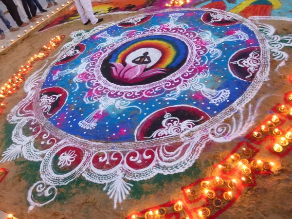 Prachtige Rangoli Bij Pushkar Meer — Stockfoto