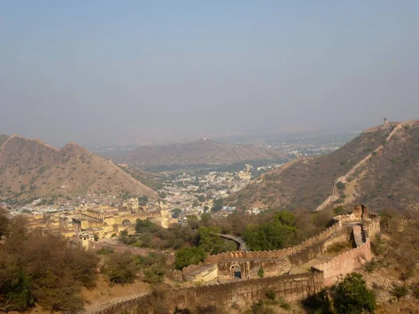 Amber Fort Vista Panorámica Desde Jaigarh — Foto de Stock