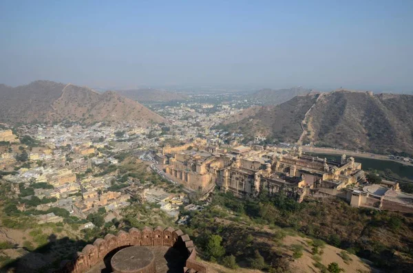 Amber Fort Vista Panorámica Desde Jaigarh — Foto de Stock