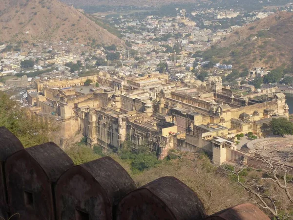 Amber Fort Panoramautsikt Från Jaigarh — Stockfoto