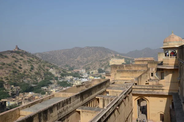 Vista Las Montañas Circundantes Amber Fort — Foto de Stock