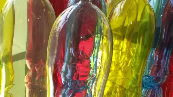 Interesting Color Effects Glass Bottles — Foto Stock